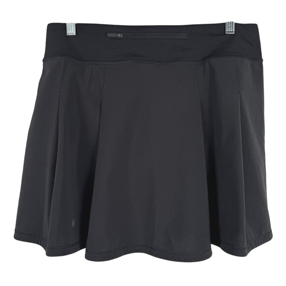 Lululemon Pace Rival Skirt Skort Size 8 Extra Long 17" Black Solid SS-2157 - Picture 1 of 11